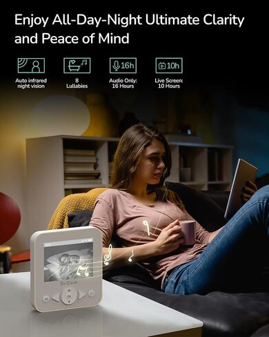 NeoView Video Baby Monitor - 2.8" Screen, 2-Way Audio, Video Loop Recording, Night Vision, Real-Time/VOX Monitoring, Temperature Sensor, Lullabies, Belt Clip Design (Supports Up to 128GB) in Saudi Arabia