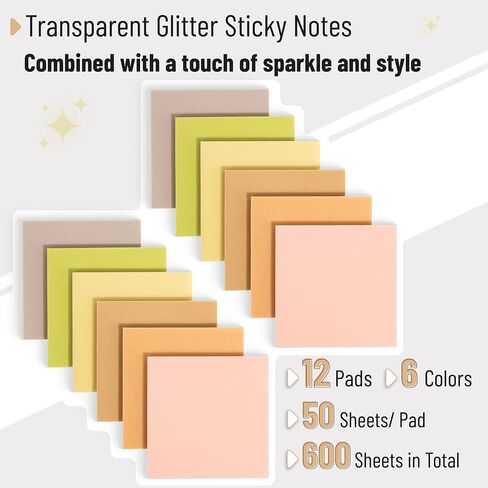 Mr. Pen- Plastic Sticky Notes, 3"x3", 12 Pads, 600 Sheets, Vivid Palette Sticky Notes, Sticky Note, Self-Stick Note Pads, Sticky Pads Sticky Notes Aesthetic, Colorful Sticky Notes Bulk Sticky Notes in Kuwait