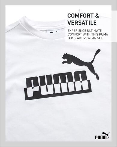 طقم سراويل للأولاد الصغار من PUMA - تي شيرت رياضي 3 قطع، سترة بسحاب، بنطال رياضي - مجموعة ملابس رياضية للأولاد من تريكو (2T-4T) in Saudi Arabia