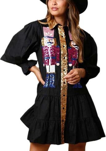 Sequin Skirt Nutcracker Shirt Dress Holiday Dresses for Women Christmas Skirt Nutcracker Sweatshirt Cute Clothes in Kuwait