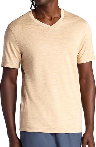 Gaiam Mens Everyday Basic V-Neck Top, Standard Fit, Stretch Midweight Material in Saudi Arabia
