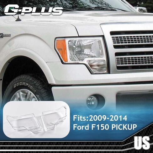 غطاء عدسات المصباح الأمامي G-PLUS متوافق مع Ford F150 2009 2010 2011 2012 2013 2014، الجانب الأيسر والأيمن زوج واحد (عدسة شفافة) in Kuwait