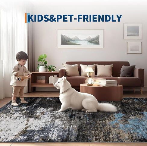 سجاد منطقة قابلة للغسل من GarveeHome، مقاس 2x6، سجاد تجريدي غير قابل للانزلاق، غطاء أرضية منخفض الوبر فائق النعومة، سجادة أرضية داخلية معاصرة مقاومة للبقع للممر، غرفة النوم، الغسيل، رمادي بني in Kuwait