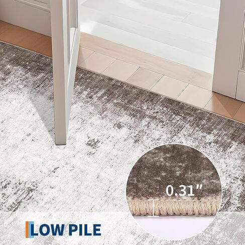 سجاد منطقة قابلة للغسل من GarveeHome، مقاس 2x6، سجاد تجريدي غير قابل للانزلاق، غطاء أرضية منخفض الوبر فائق النعومة، سجادة أرضية داخلية معاصرة مقاومة للبقع للممر، غرفة النوم، الغسيل، رمادي بني in Saudi Arabia