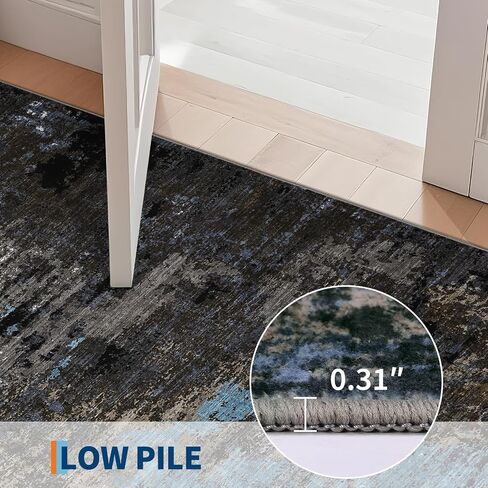 سجاد منطقة قابلة للغسل من GarveeHome، مقاس 2x6، سجاد تجريدي غير قابل للانزلاق، غطاء أرضية منخفض الوبر فائق النعومة، سجادة أرضية داخلية معاصرة مقاومة للبقع للممر، غرفة النوم، الغسيل، رمادي بني in Kuwait