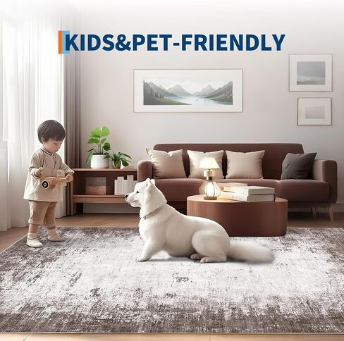 سجاد منطقة قابلة للغسل من GarveeHome، مقاس 2x6، سجاد تجريدي غير قابل للانزلاق، غطاء أرضية منخفض الوبر فائق النعومة، سجادة أرضية داخلية معاصرة مقاومة للبقع للممر، غرفة النوم، الغسيل، رمادي بني in Saudi Arabia