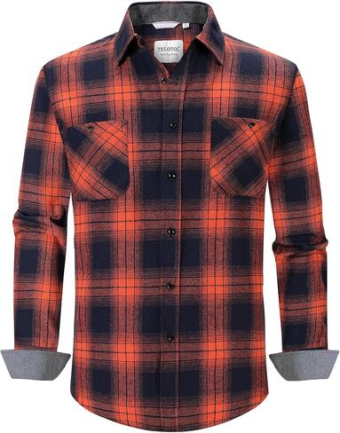 قمصان منقوشة من الفلانيل للجنسين، قميص كاجوال بأكمام طويلة وأزرار سفلية، مقاس مريح، مريح ودافئ للنساء والرجال in Kuwait