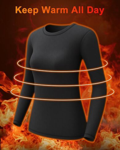 CL convallaria 1/2/4 Pack Women's Thermal Underwear Fleece Lined Tops Long Sleeve Baselayer Shirt in Kuwait