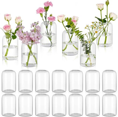 Small Glass Flower Vases, Set of 20 Clear Bud Vases for Centerpieces Mini Vase Bulk for Flowers for Wedding Birthday Party Housewarming Valentines' Day Table Centerpiece Decor in Kuwait