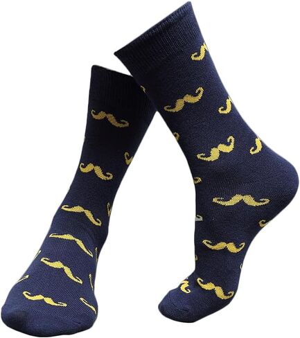Mens Novelty Socks for Groomsmen Funny Mustache Colorful Crew Dress Wedding in Saudi Arabia