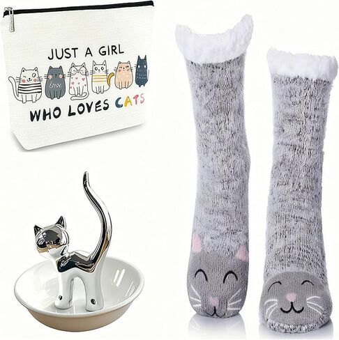 3 Pcs Sloth Gifts Set for Women,Sloth Ring Holder Sloth Slippers Sloth Makeup Bag Fuzzy Socks with Grippers,Christmas Gifts for Women Teacher Friends Sloth Lover,Cute Birthday Gifts in Kuwait