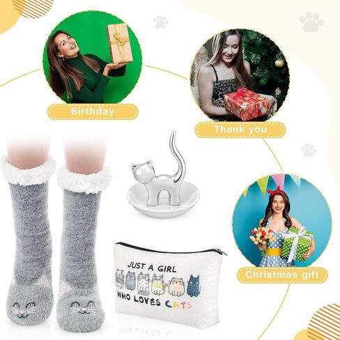 3 Pcs Sloth Gifts Set for Women,Sloth Ring Holder Sloth Slippers Sloth Makeup Bag Fuzzy Socks with Grippers,Christmas Gifts for Women Teacher Friends Sloth Lover,Cute Birthday Gifts in Kuwait