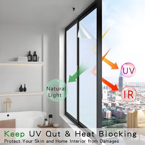 Window Privacy Film Rainbow Window Film – Decorative Static Cling Window Sticker with 3D Stained Glass Effect，（17.5 x 78.7 inch） Reusable Bathroom Window Film Decorative in Saudi Arabia