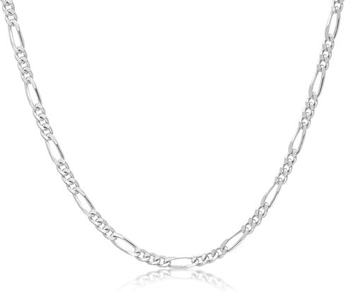 Solid Sterling Silver Cross Necklace with 2mm Italian Figaro Chain For Women - Choice Of Lengths in Saudi Arabia
