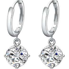 Moissanite Drop Earrings,1.0ct-2.0ct D Color VVS1 Round Cut Lab Created Diamond 925 Sterling Silver 18K White Gold Dangle Earrings For Women Moissanite Leverback Earrings in Kuwait