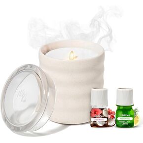 Lifelines Flameless Candle Diffuser - Featuring Mist & Beautiful Aromas - Blow Out Flickering Flame - Safe Flameless Candle - Flameless Aromatherapy Candle - Frosted Charcoal in Kuwait