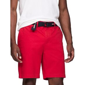 TOMMY HILFIGER Men's Belted Twill 9" Club Short, Red, 30 in Saudi Arabia