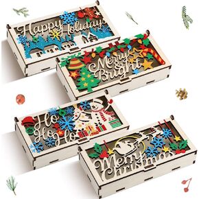 Leinuosen 4 Pcs Christmas Money Holder for Cash Xmas Wooden Card Gift Box Christmas Cash Envelope Money Holder Engraved Hollow for DIY Clip Xmas Party Gift in Kuwait