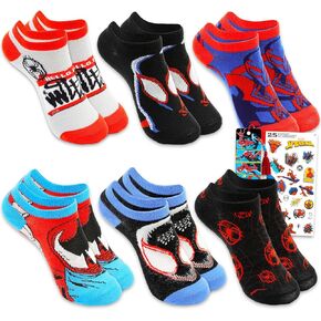 Spiderverse Socks for Boys - Bundle with 6 Pairs of Miles Morales Spiderman Ankle Socks, More | Spidey Gift Set in Saudi Arabia