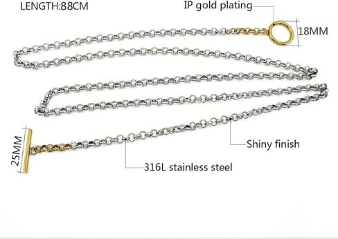 Waterproof 316L Stainless Steel Paperclip Link Two Layered Chain Chunky Necklace Choker for Women Men Punk Jewelry in Saudi Arabia