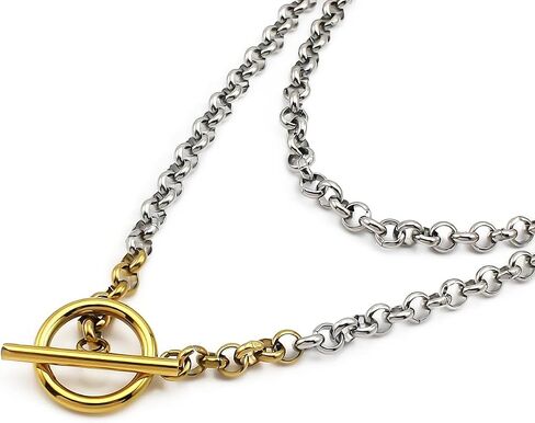 Waterproof 316L Stainless Steel Paperclip Link Two Layered Chain Chunky Necklace Choker for Women Men Punk Jewelry in Saudi Arabia