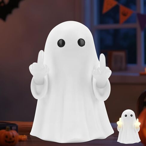 2025 Halloween Figurine Ghost, Ghosts Middles Fingers Figurine，Spooky Cute Halloween Decor，Haunted Porch & Indoor Home Statue，Coffee Table Centerpieces Shelf Mantel Display in Saudi Arabia