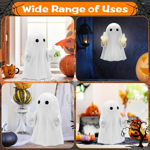 2025 Halloween Figurine Ghost, Ghosts Middles Fingers Figurine，Spooky Cute Halloween Decor，Haunted Porch & Indoor Home Statue，Coffee Table Centerpieces Shelf Mantel Display in Saudi Arabia
