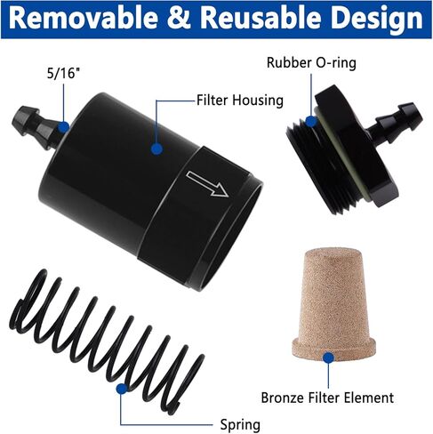 1/2 بوصة فلتر الوقود المضمن من سبائك الألومنيوم 30 ميكرون ترقية فلتر الوقود عالي الأداء باللون الأسود in Kuwait