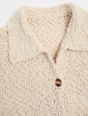 ZAFUL Womens Fuzzy Cardigan Sweaters Button Down Long Sleeve Lapel Loose Winter Coat with Pockets in Saudi Arabia