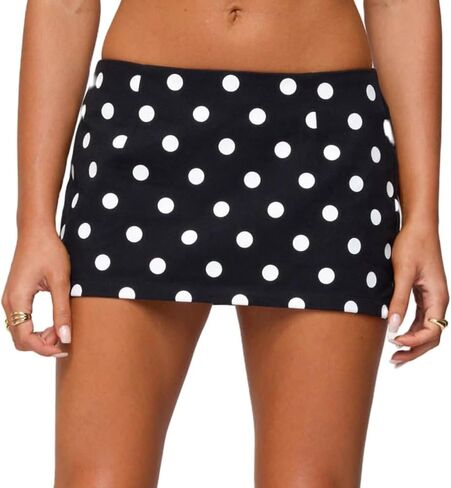 Women Y2K Polka Dot Mini Skirt Sexy Low Rise Bodycon Short Skort 90s Vintage Slim Fit Pencil Skirt Party Clubwear in Saudi Arabia
