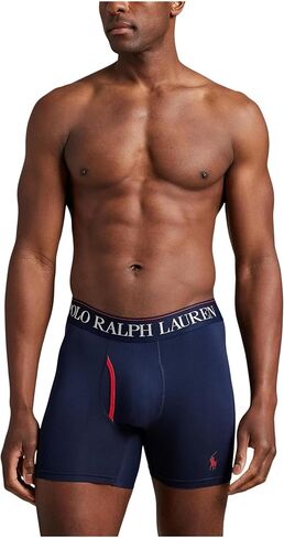 Polo Ralph Lauren Men's 4D Flex Cooling Microfiber Boxer Brief 3-Pack Cruise Navy/Rl Tossed Emblem Print/Rl2000 Red, Medium in Saudi Arabia