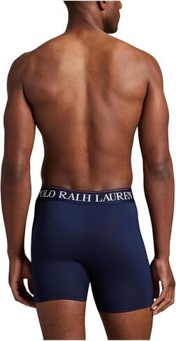 Polo Ralph Lauren Men's 4D Flex Cooling Microfiber Boxer Brief 3-Pack Cruise Navy/Rl Tossed Emblem Print/Rl2000 Red, Medium in Saudi Arabia
