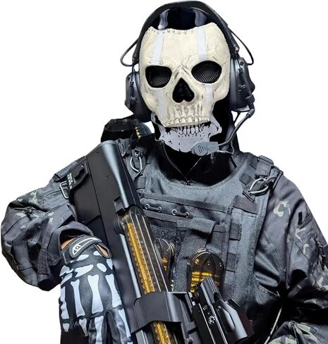 Realistic Scary Skull Ghost Mask - Full Face Skeleton Balaclava Halloween Costume, Ideal for War Games and Cosplay in Saudi Arabia