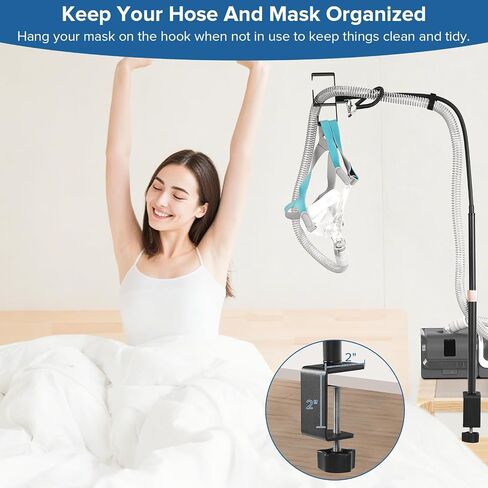 CPAP Hose Holder for Bedside – All-Metal CPAP Hose Hanger with Aluminum Hook, Easy Clip-On CPAP Stand for Travel – No Wall Damage, Fits ResMed, Philips, AirSense Tubing in Saudi Arabia
