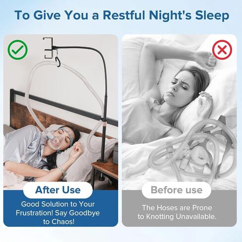 CPAP Hose Holder for Bedside – All-Metal CPAP Hose Hanger with Aluminum Hook, Easy Clip-On CPAP Stand for Travel – No Wall Damage, Fits ResMed, Philips, AirSense Tubing in Saudi Arabia