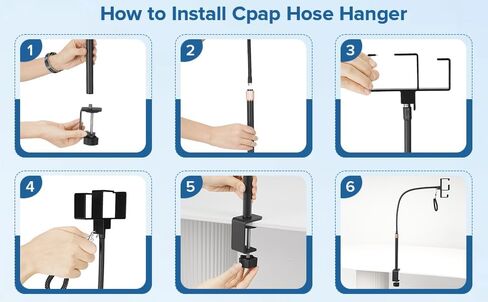 CPAP Hose Holder for Bedside – All-Metal CPAP Hose Hanger with Aluminum Hook, Easy Clip-On CPAP Stand for Travel – No Wall Damage, Fits ResMed, Philips, AirSense Tubing in Saudi Arabia