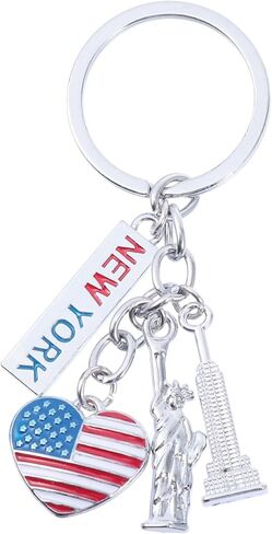 Sewroro Independence Day Statue of Liberty Keychain, Metal Keyring for Independence Day Decoration 2.75 Inch Travel Souvenir in Kuwait