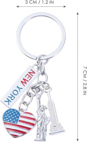 Sewroro Independence Day Statue of Liberty Keychain, Metal Keyring for Independence Day Decoration 2.75 Inch Travel Souvenir in Kuwait