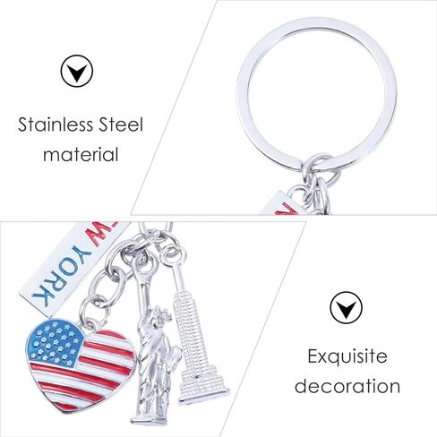 Sewroro Independence Day Statue of Liberty Keychain, Metal Keyring for Independence Day Decoration 2.75 Inch Travel Souvenir in Kuwait