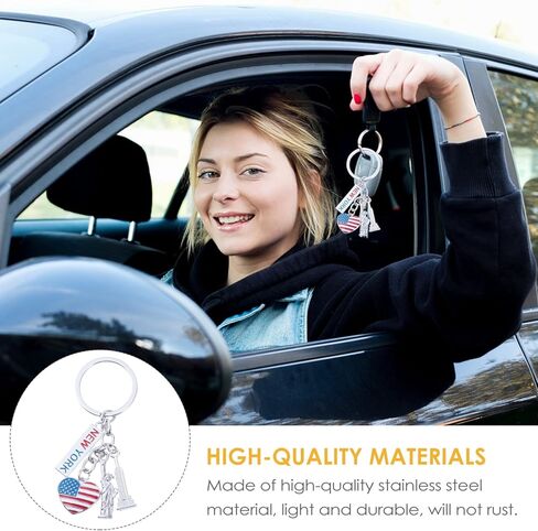 Sewroro Independence Day Statue of Liberty Keychain, Metal Keyring for Independence Day Decoration 2.75 Inch Travel Souvenir in Kuwait