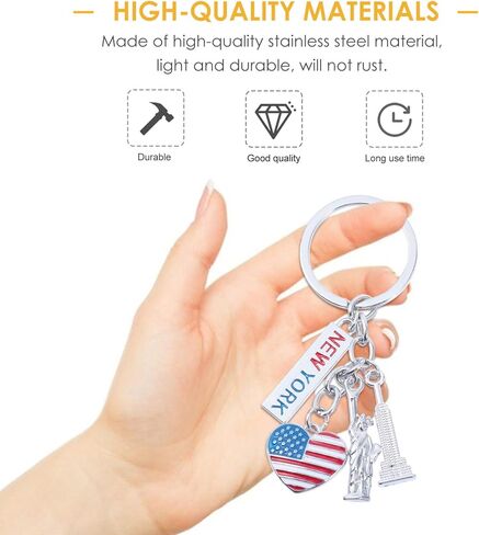 Sewroro Independence Day Statue of Liberty Keychain, Metal Keyring for Independence Day Decoration 2.75 Inch Travel Souvenir in Kuwait