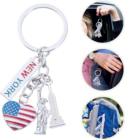 Sewroro Independence Day Statue of Liberty Keychain, Metal Keyring for Independence Day Decoration 2.75 Inch Travel Souvenir in Kuwait