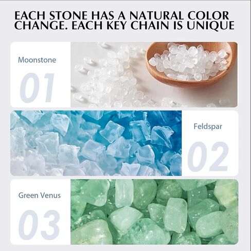 Aphohome Crystal Keychain with Moonstone Labradorite Aventurine - Inspirational New Beginnings Gift for Women, Birthday or Graduation Present, Cute Purse Charm in Saudi Arabia
