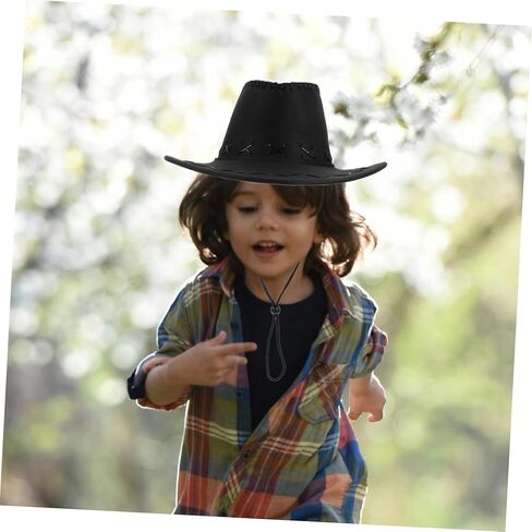Boys and Girls Cowboy Hat Boys Girls Western Hat Western Costume Accessory Black in Kuwait