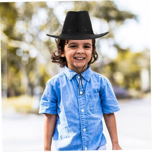 Boys and Girls Cowboy Hat Boys Girls Western Hat Western Costume Accessory Black in Kuwait