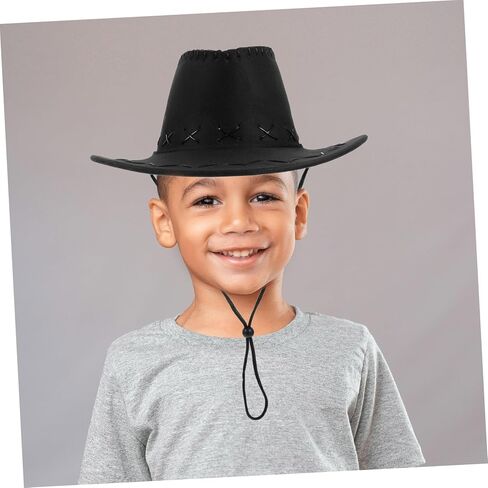 Boys and Girls Cowboy Hat Boys Girls Western Hat Western Costume Accessory Black in Kuwait