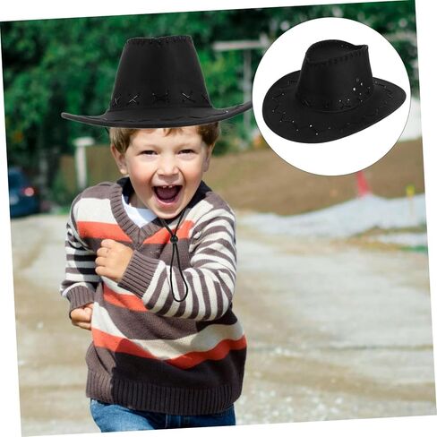 Boys and Girls Cowboy Hat Boys Girls Western Hat Western Costume Accessory Black in Kuwait