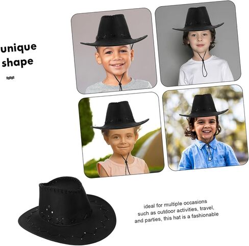Boys and Girls Cowboy Hat Boys Girls Western Hat Western Costume Accessory Black in Kuwait