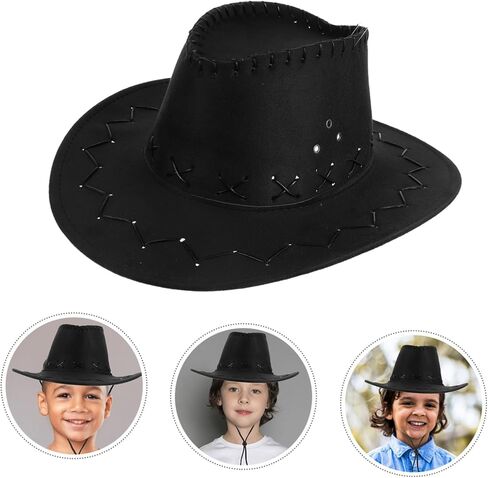 Boys and Girls Cowboy Hat Boys Girls Western Hat Western Costume Accessory Black in Kuwait