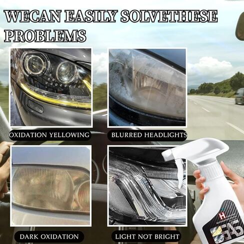Automotive Headlamp Cleanr, 2025 New Automotive Headlamp Restoration Fluid Oxidized Kit, Multifunctional Car Polishing Cleanr for All Vehicle Types in Saudi Arabia